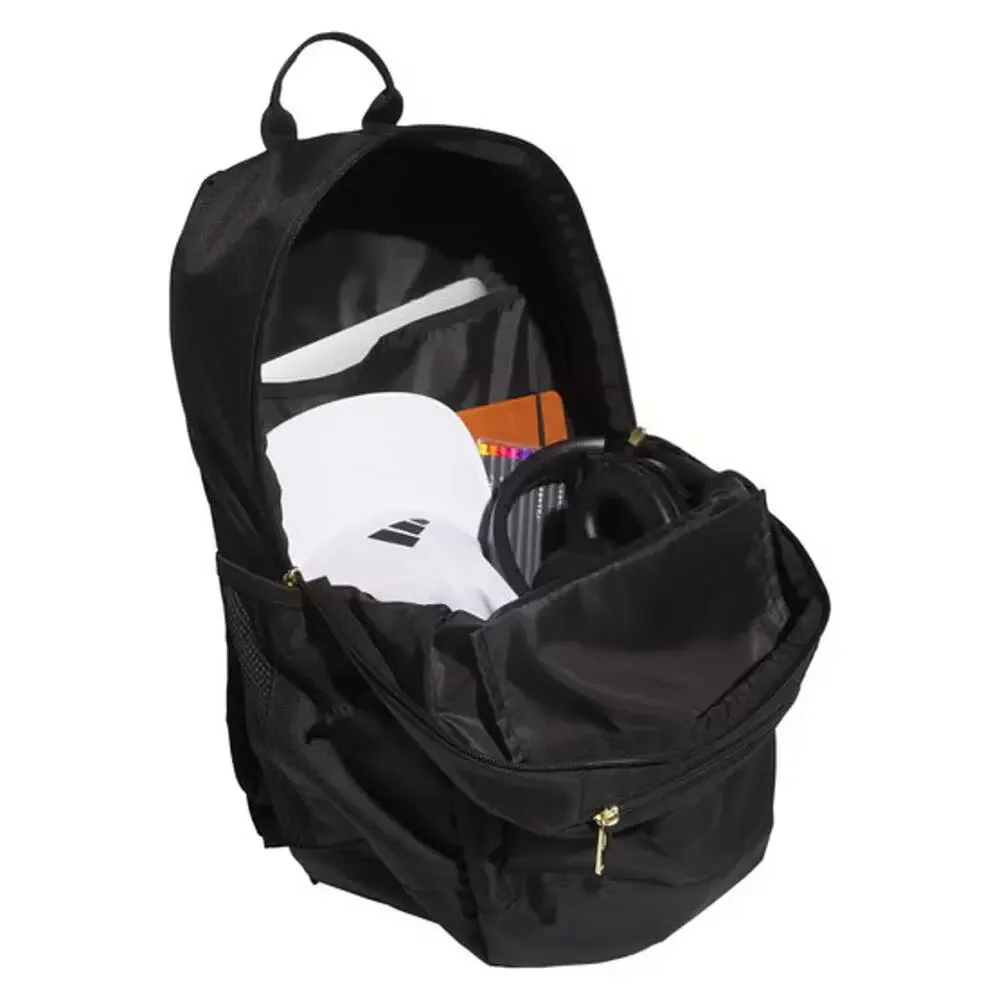 Adidas Classic Backpack Black Gold Logo Laptop School Travel Gym Bookbag NWT